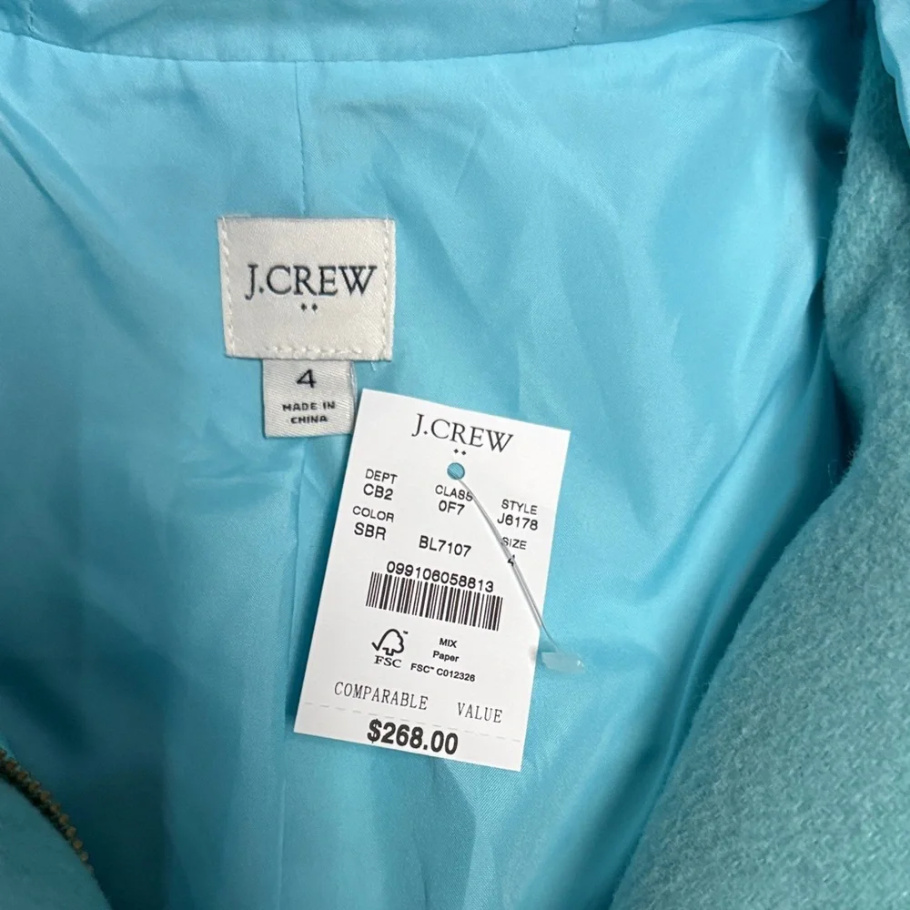 J. Crew Blue Pea Coat with Fur Trim - Picture 4 of 4